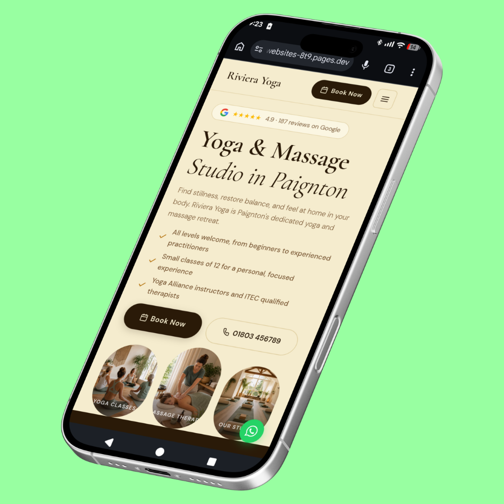 Website designed for a Paignton studio